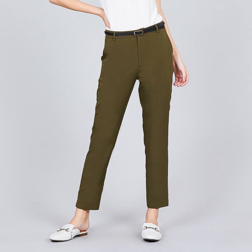 Classic Woven Pants W/belt-Olive